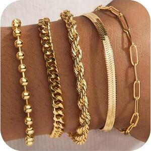 Gold Bracelets for Women,Dainty Bracelets Set for Women Trendy, Gold Bracelets